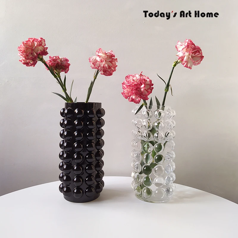 Modern Nordic Bubble Glass Vase Tall Simple Luxury Living Room Dining Table Home Decorations Ornaments Glass Flower Pots