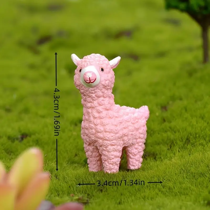 2-Piece Cartoon Alpaca Collectible Set - Plastic Alpaca Miniature Models for Moss Landscapes, Creative Gifts, Garden Decorations