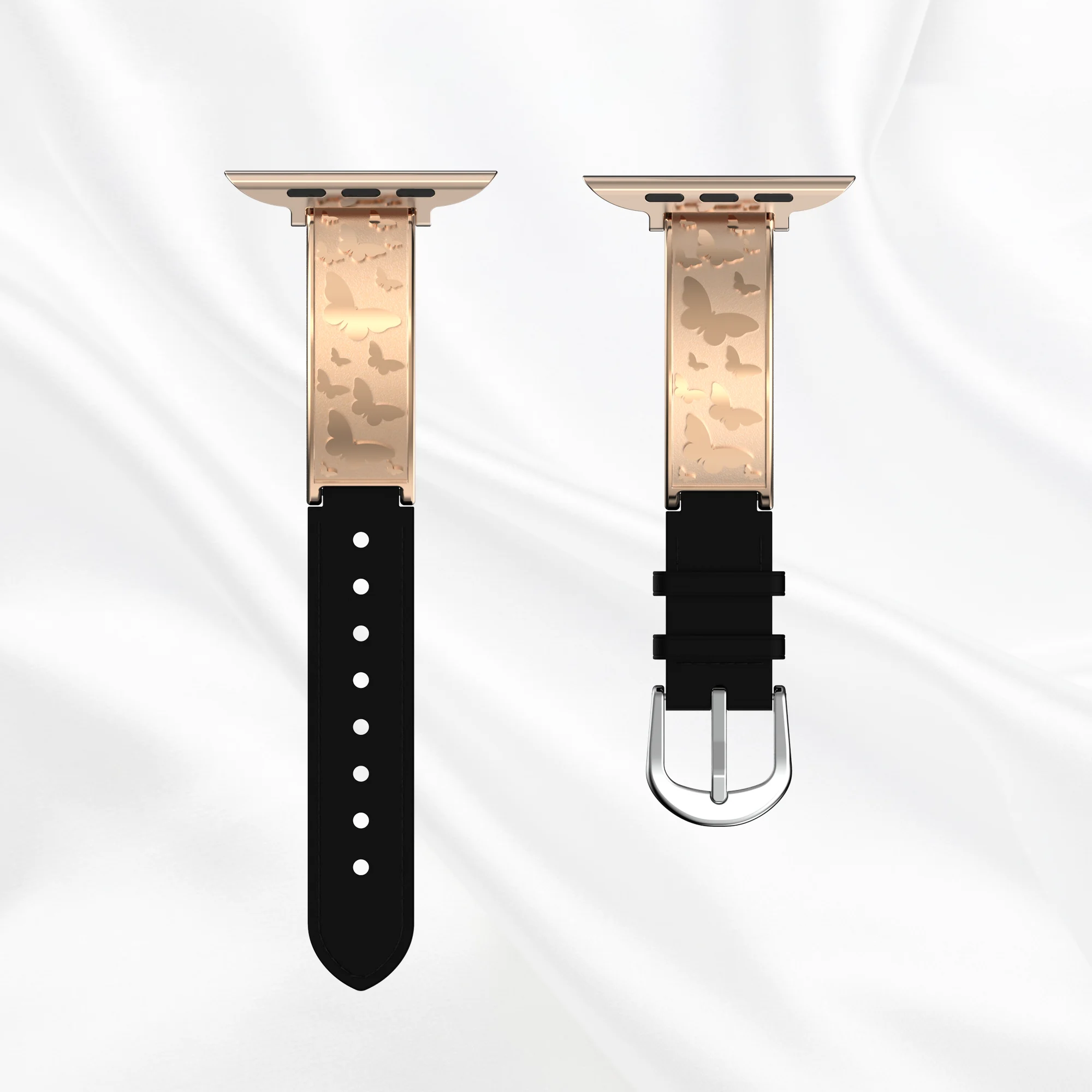 

【Luxury】Metal Leather Watch Band Compatible with Apple Watch Band Slim Apple Watch Straps fit Apple Watch 10 9 8 7 6 5 4 3 2 1