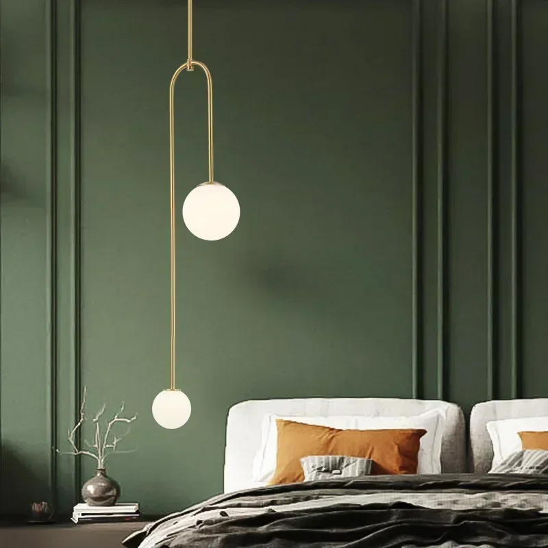 

Minimalist Nordic Luxury Creative Copper Chandeliers Bedroom Bedside Bar Dining Room Hallway Hanging Light Decor Background Lamp