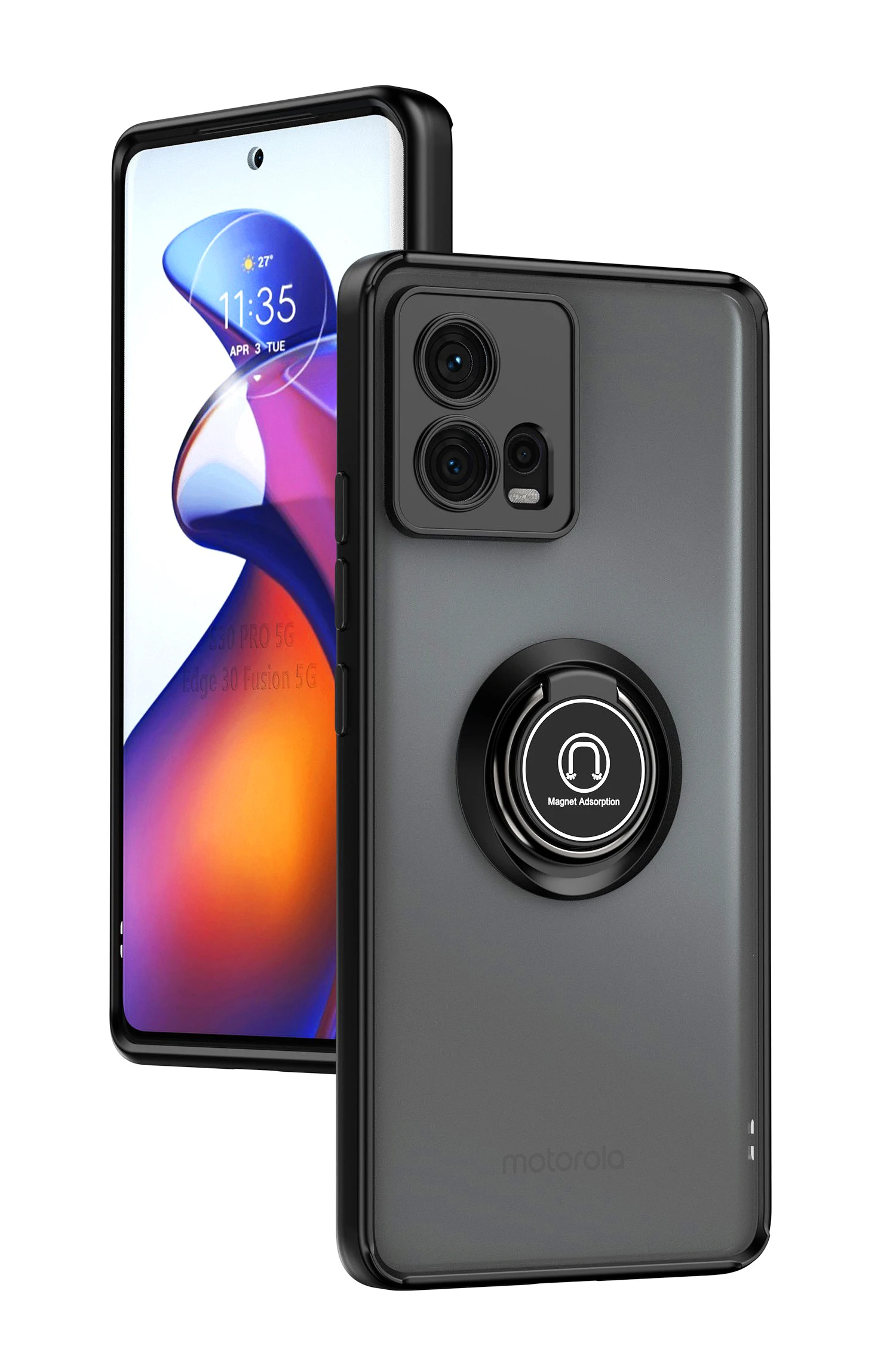 حافظة دعم مغناطيسية حافظة هاتف حامل مغناطيسي لهاتف موتورولا موتو إيدج 30 فيوجن غطاء مقاوم للصدمات 360 ° تدوير حلقة حالة قوس #1