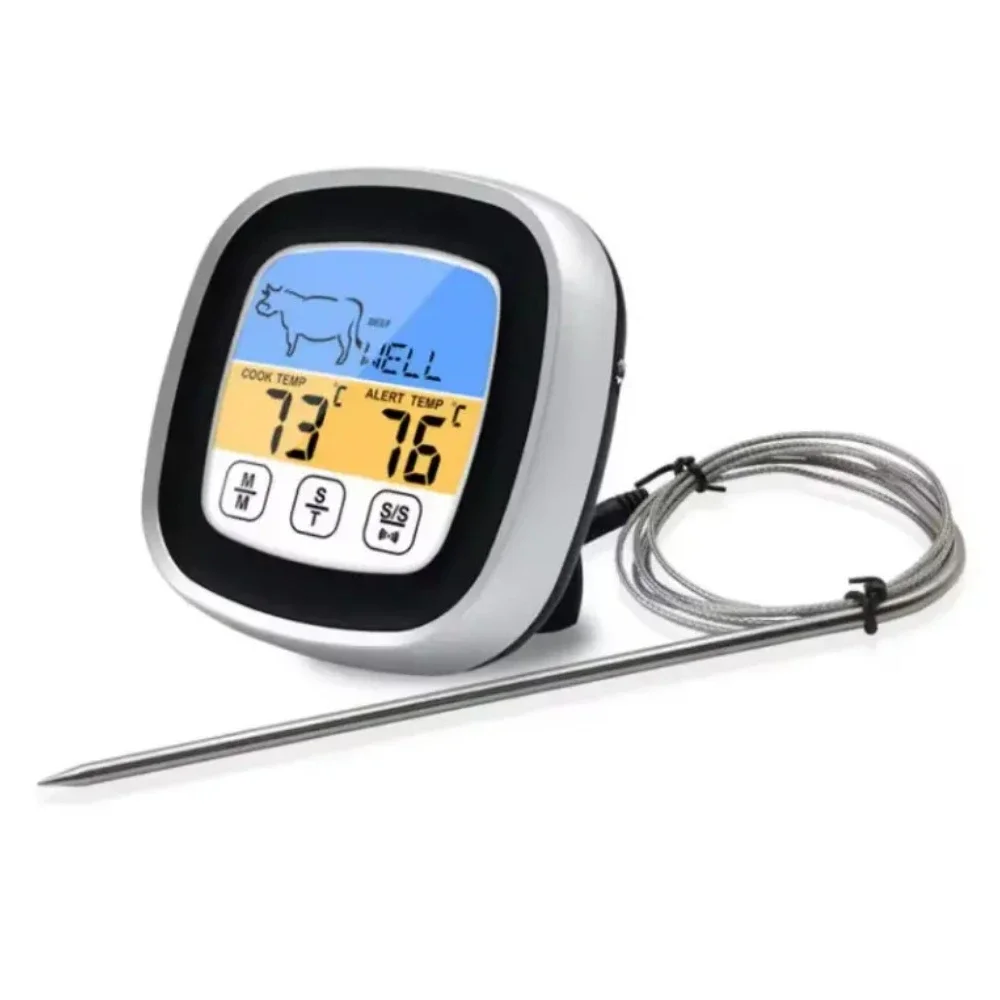 Digital Kitchen Thermometer Probe Touch Screen Meat Barbecue Food Temperature Measure Tool Steak BBQ Timer Cooking Tools 1PC