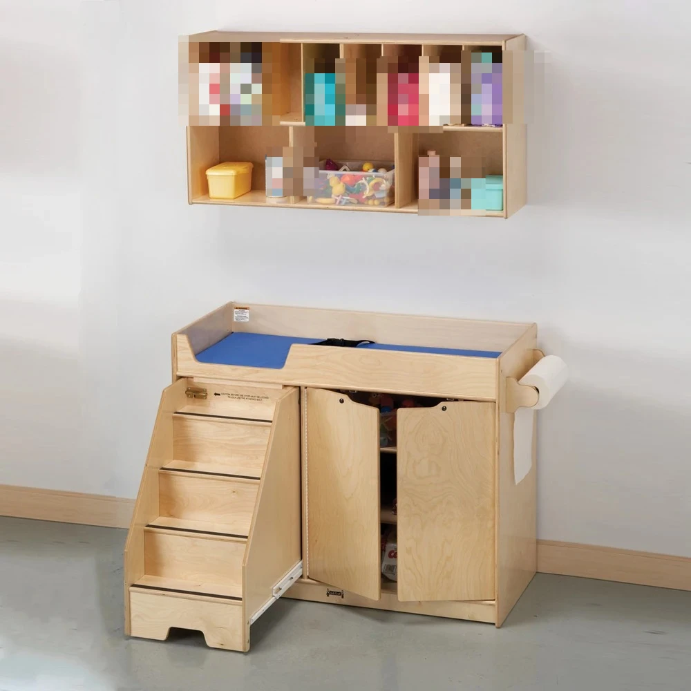 Factory Direct 2026 Wood Children's Cabinet Storage Set for Bedroom & School Includes Stairs to Foster Kids' DIY Skills Nursery