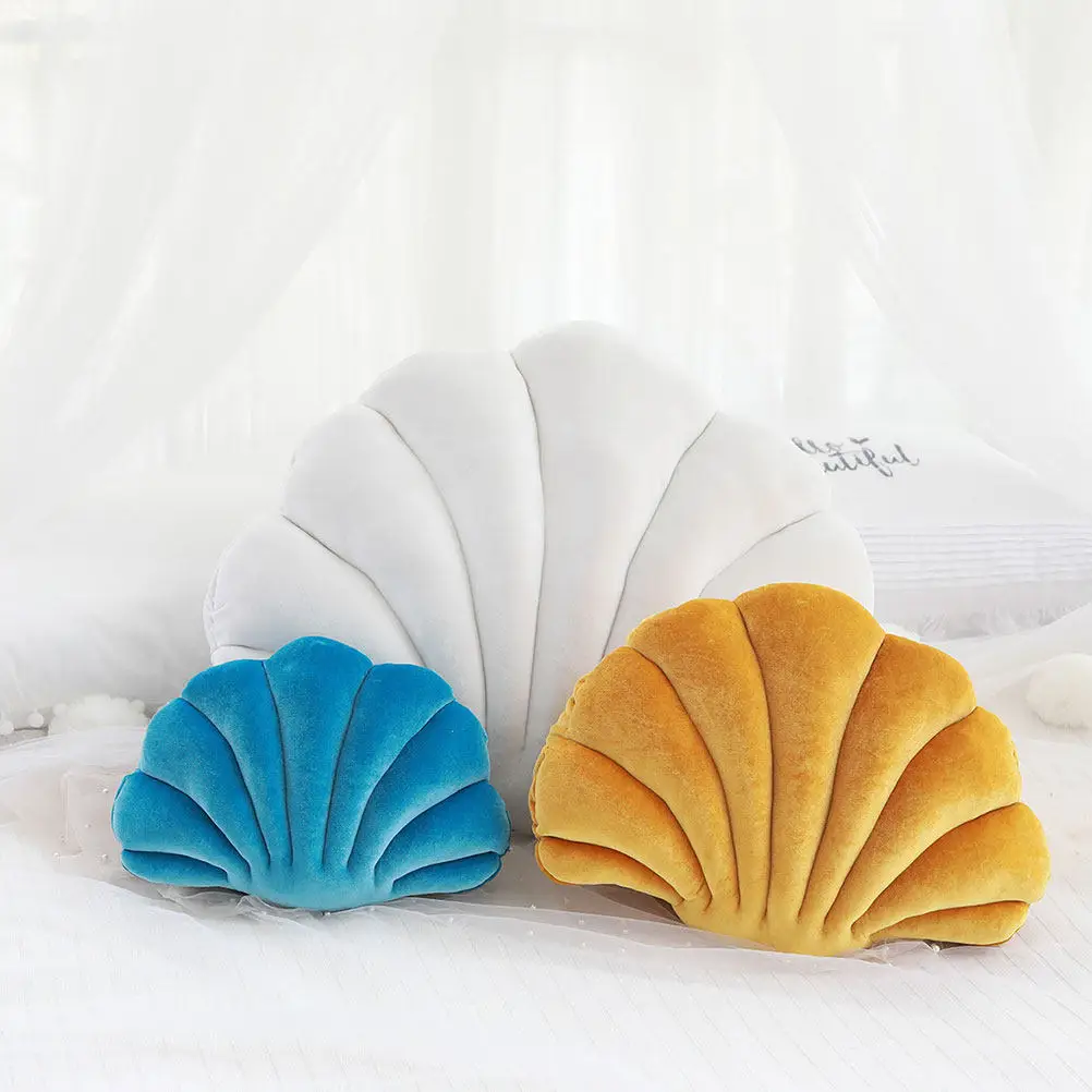 1Pcs Shell Shape Throw Pillow Soft Comfortable Back Cushion Sofa Decorative Room Home Office Car Use