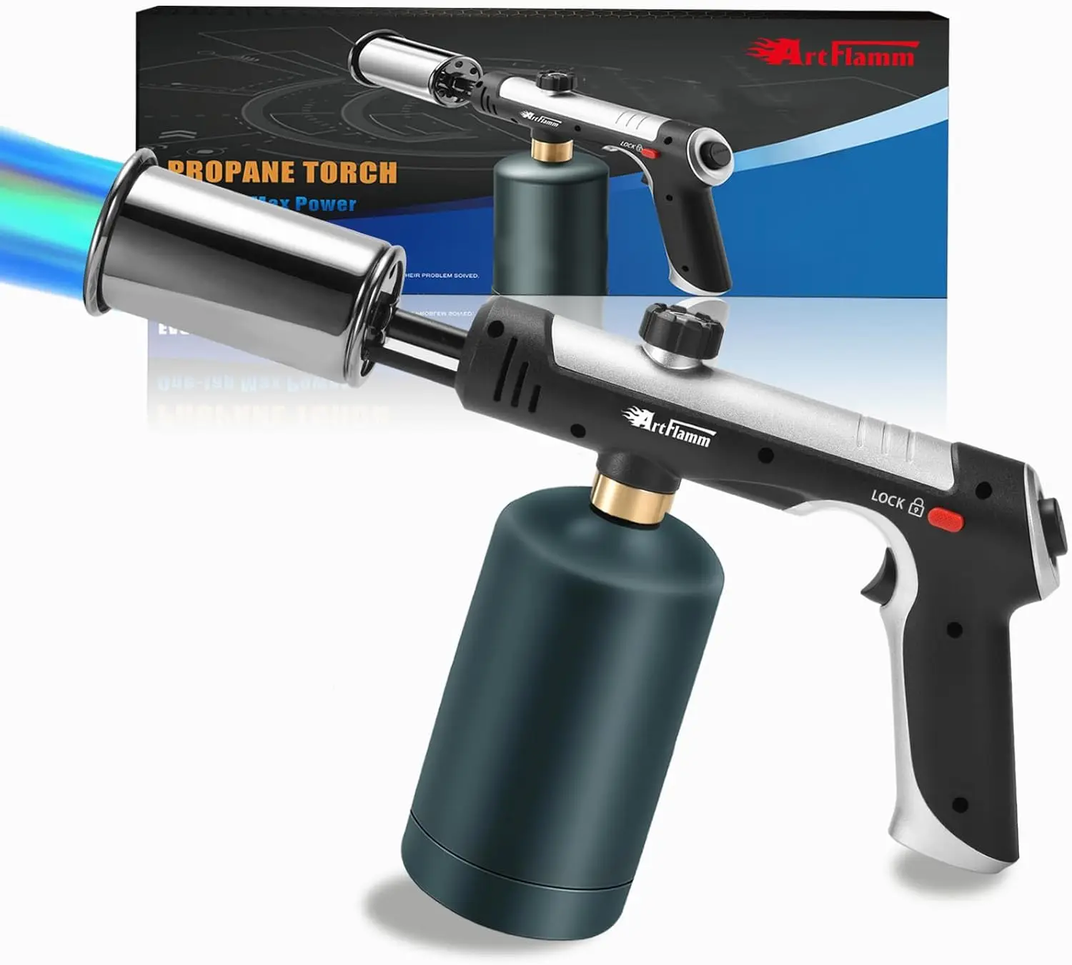 

Powerful Propane Torch Gun for Kitchen Cooking, BBQ Searing Steak & Campfire Starter, Adjustable Grill Torch