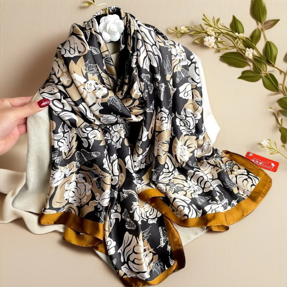 

New Li Brocade Long Scarf Printed Silk Scarf Imitation Shawl Beach Long Women's Sun Protection