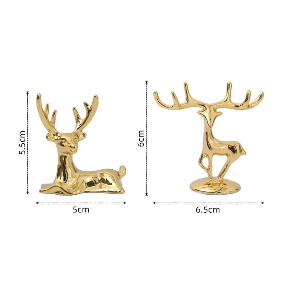 1 Pair Elk Deer Statue Nordic Ornament Art Figurine Vintage Golden Handicraft Table Decoration Photo Props Home Gift
