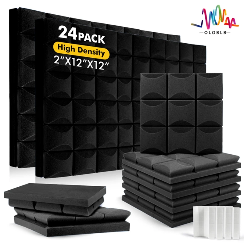 

6/12/24 Pcs Acoustic Wall Soundproofing Panels, Sound Isolation Material, Self Adhesive Foam Ceiling Panel For Home