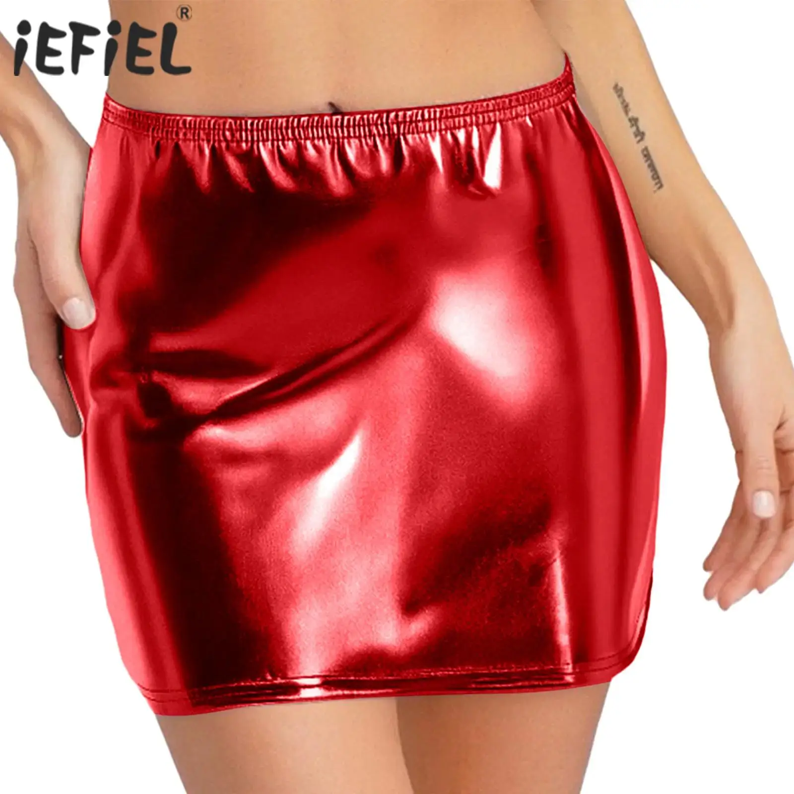 

Сексуальные женские короткие мини-юбки Клубная одежда Металлический блестящий эластичный пояс-футляр Облегающая мини-юбка для танцев на пилоне Rave Party