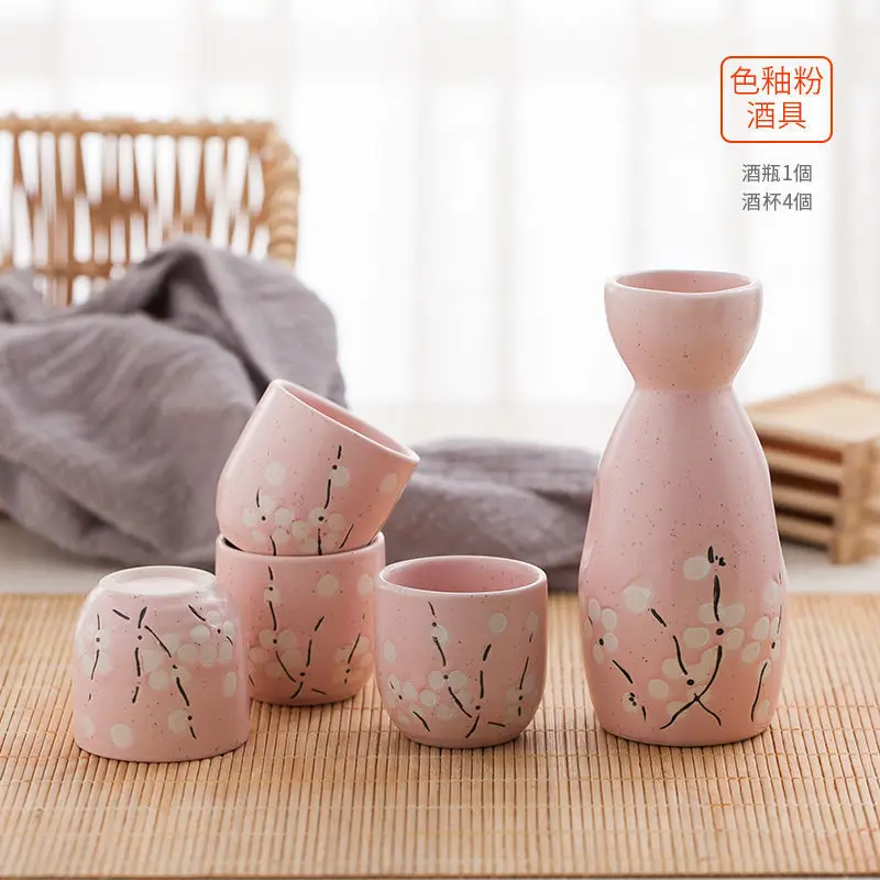 Ceramic Japanese Style Sake Drinkware 16 Pattern Maneki Neko Sakura Lucky Cat Wine Drinking Cup Bottle