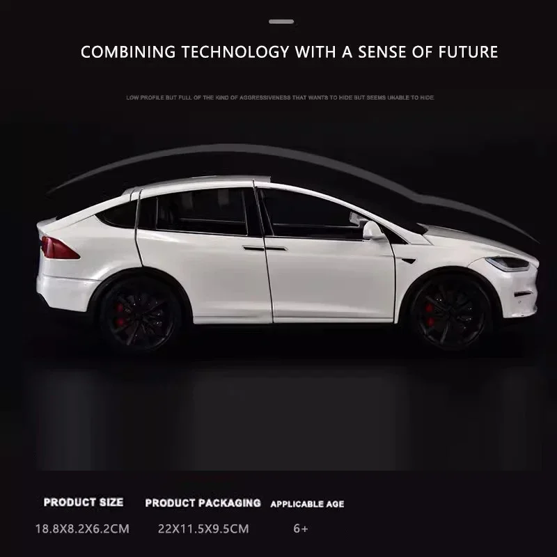 New 1:24 Simulation Tesla X Alloy Car Model Sound And Light Pull Back Toy Car Metal Electric Car Boy Collection Decoration Gift