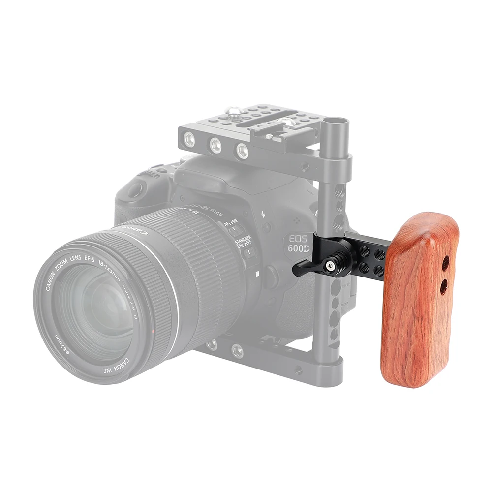 KIMRIG mango de varilla de empuñadura de madera Universal con abrazadera de varilla de 15mm para Kit de jaula de cámara Dslr, jaula de Monitor, accesorio de estudio fotográfico
