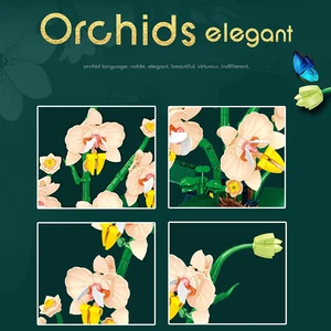 Bausteine Orchideenblumen Bouquet Blumenblöcke Bonsai Pflanze romantische Ziegel DIY Dekoration für Heimspielzeug für Kinder anwesend 6 Hauptverkäufe von Brangelina - №5