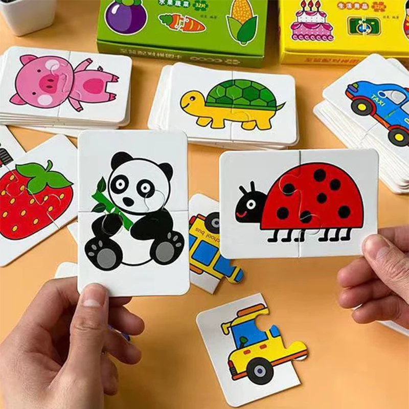 Rompecabezas a juego de animales para niños pequeños, tarjetas de memoria Montessori, educativo, aprendizaje preescolar, juego de rompecabezas a juego para niños de 3 años