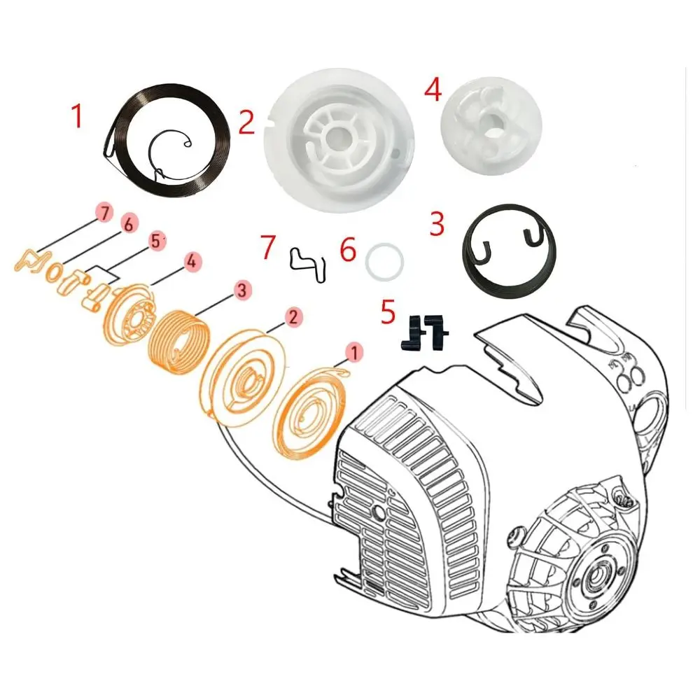 Reparación de soplador de hojas, mantenimiento de arranque, Kit de iniciación de soplador duradero, herramientas eléctricas, resorte de rebobinado para STHIL BG56C BG86C SH86C SH56C