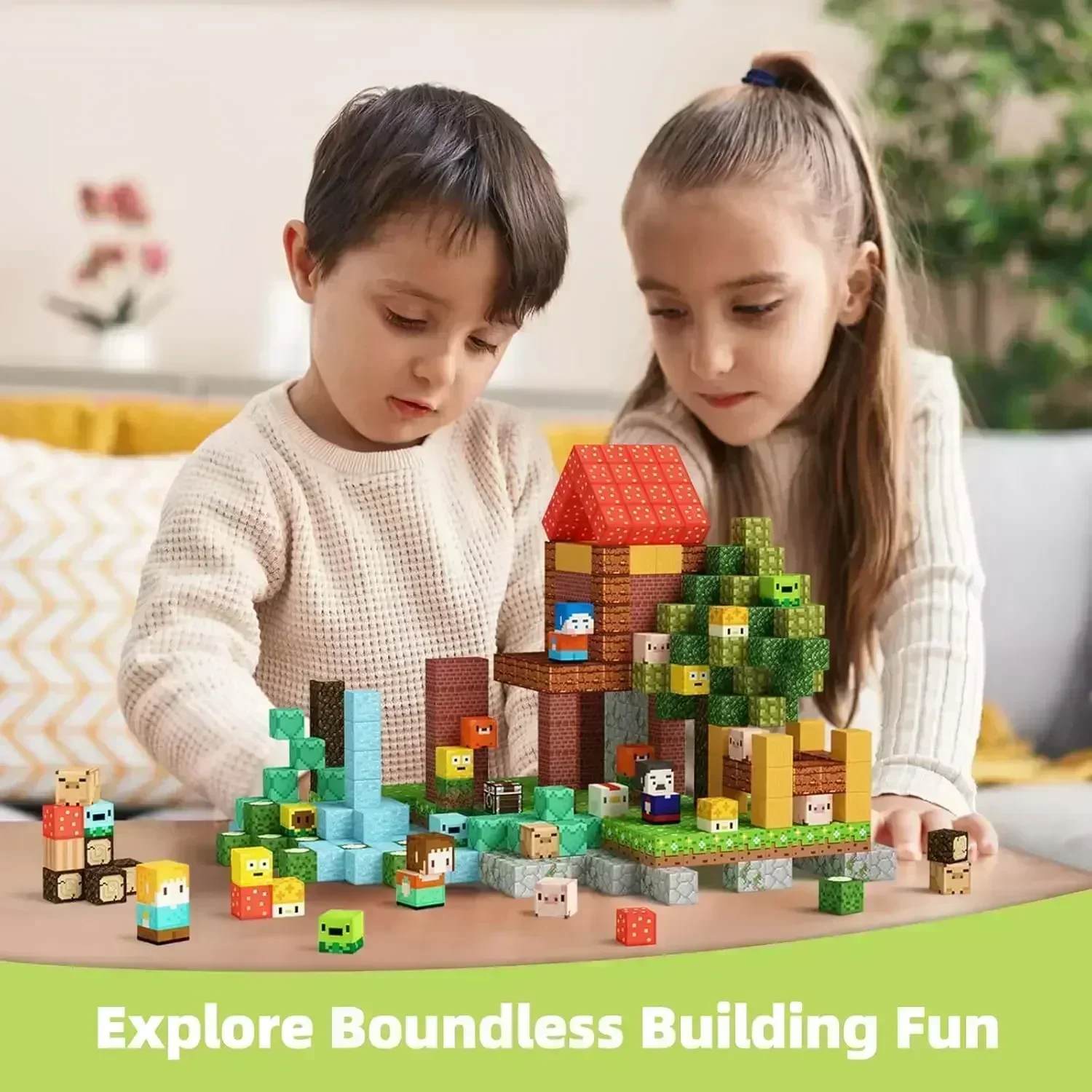 Magnetic Building Blocks Kid Toys Magnet Cube Set Mine World for Age 3+ Boys Girls DIY Model Children Magnets Toys Sensory Gifts