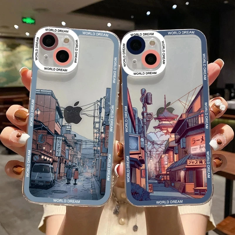 Anime Scenery Phone Case For iPhone 11 Case iPhone 14 Pro Max 12 13 16 15 Pro Max 12 13 Mini X XR XS Max 7 8 Plus SE 2020 Cover