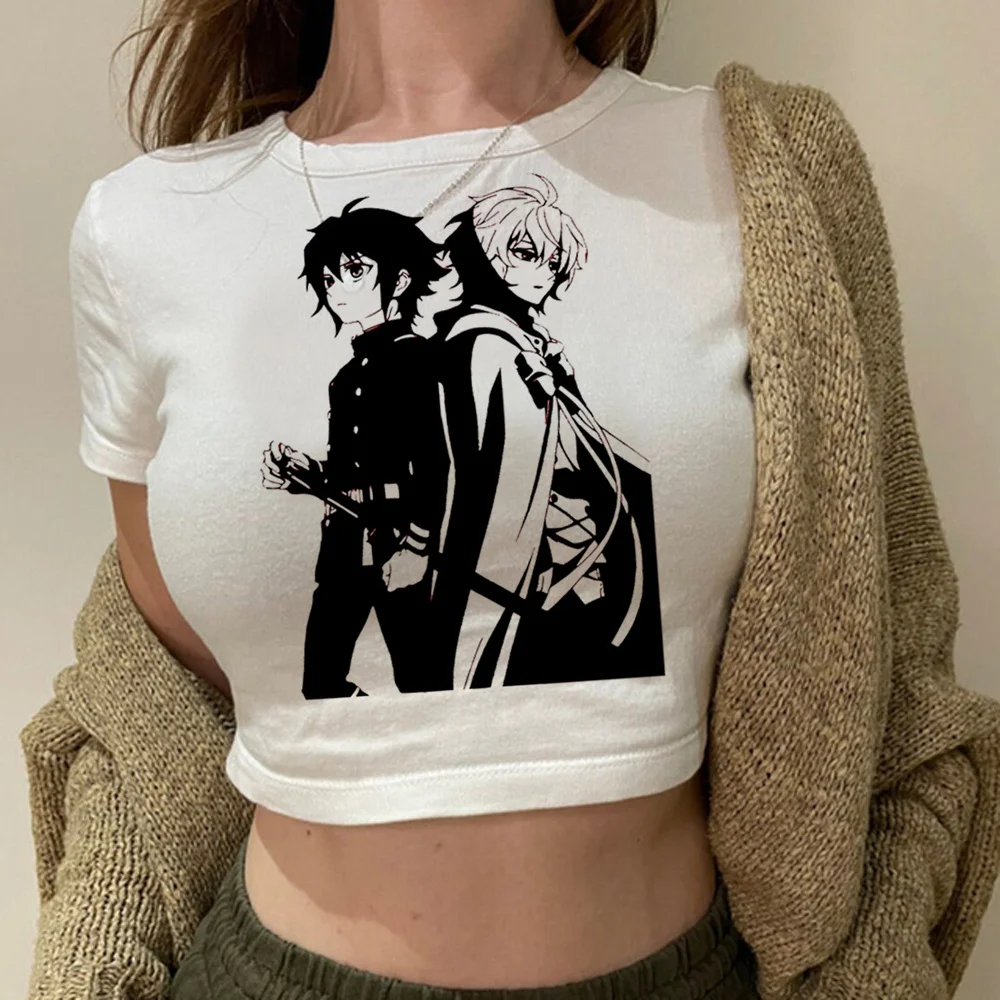 seraph of the end gothic fairycore crop top Woman 90s fairy grunge kawai trashy tshirt tee