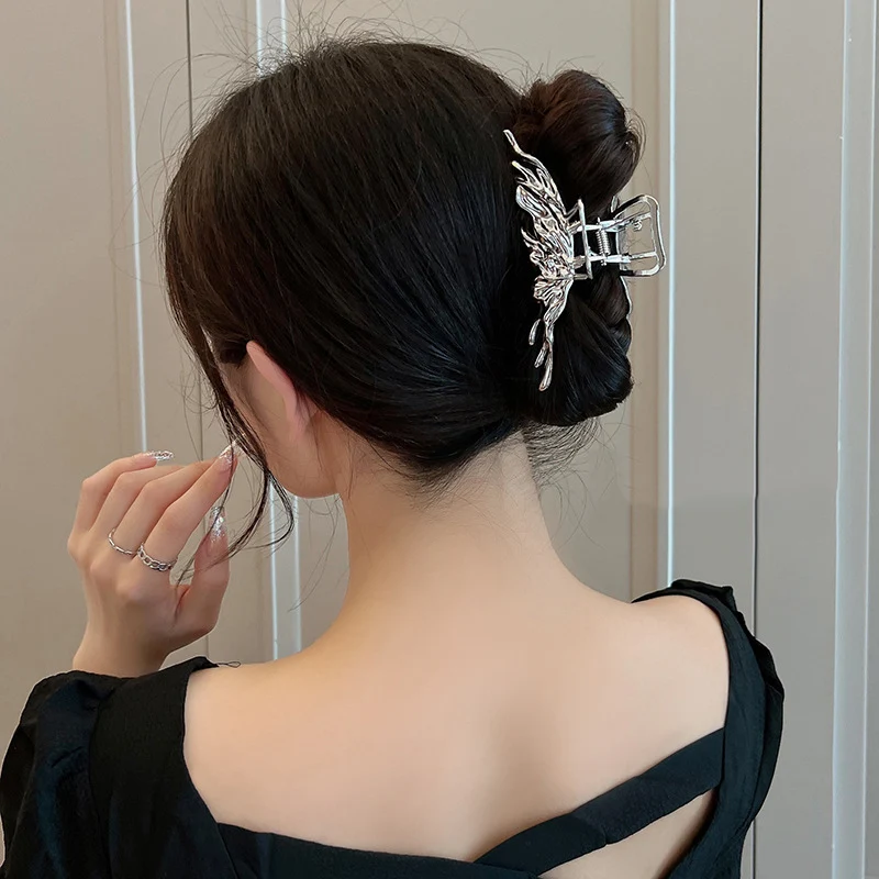 Nieuwe Trendy Spin Haarklauw Klem Vintage Zilver Zwarte Kleur Haarclip Vrouwen Mode Haarspelden Haaraccessoires 2024 Nieuwe Hoofddeksels