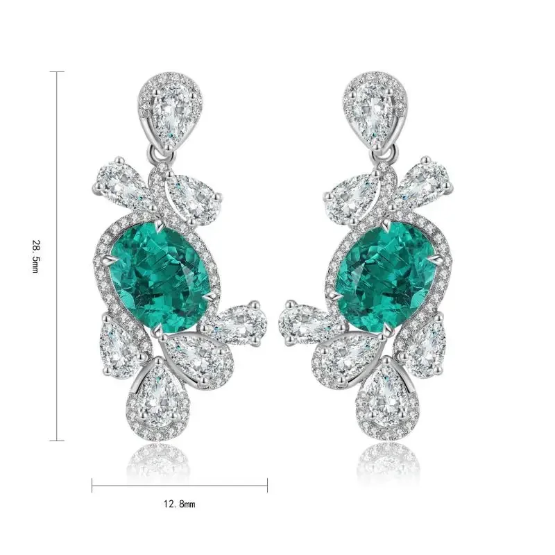 

RUIF 2024 Luxury New Main Stone 3.72ct S925 Silver Lad Grown Emerald Earrings for WomenDesign Girls Party Jewelry