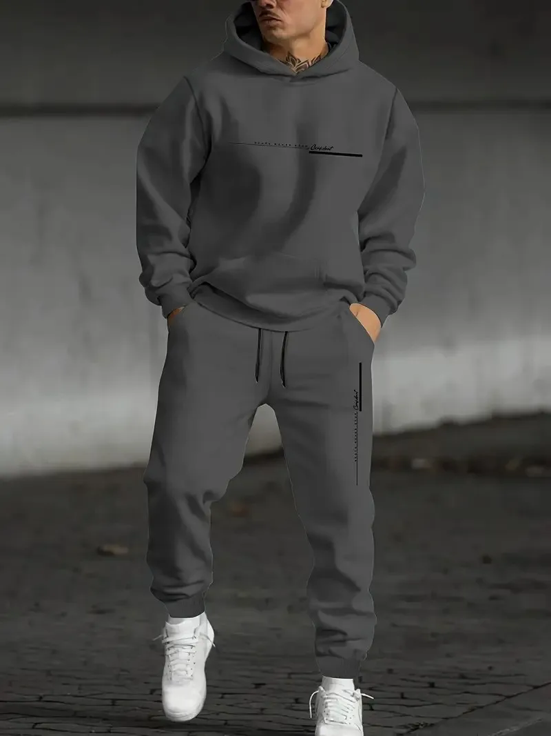 

The 2025 Spring and Autumn new men's hoodie set is a casual and fashionable streetwear collection with letter prints