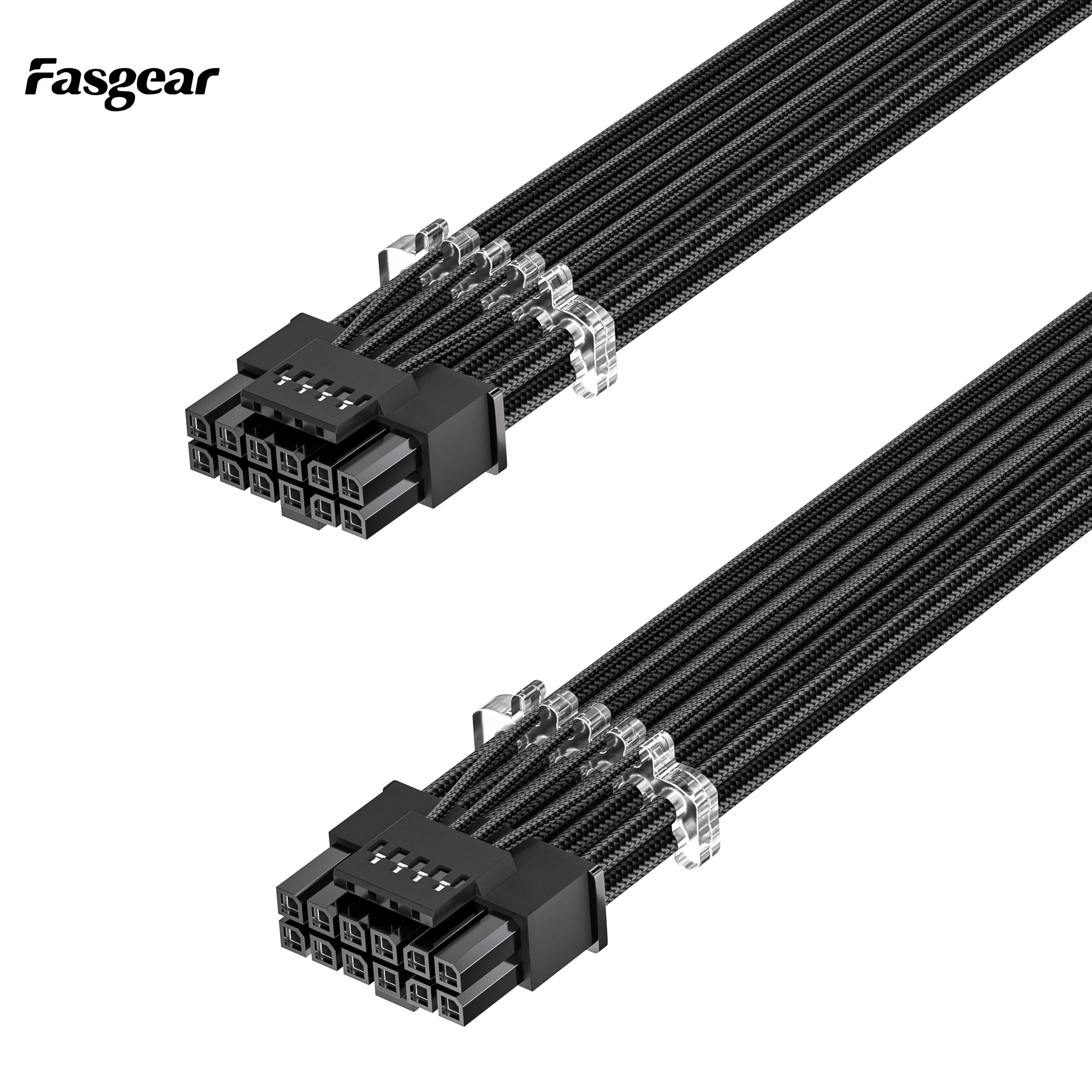 Fasgear PCI-e 5.0 GPU Power Cable 70cm 16pin (12+4) 12VHPWR Male to Male Sleeved Cable with Combs, 600W PCIe 5 Power Cable