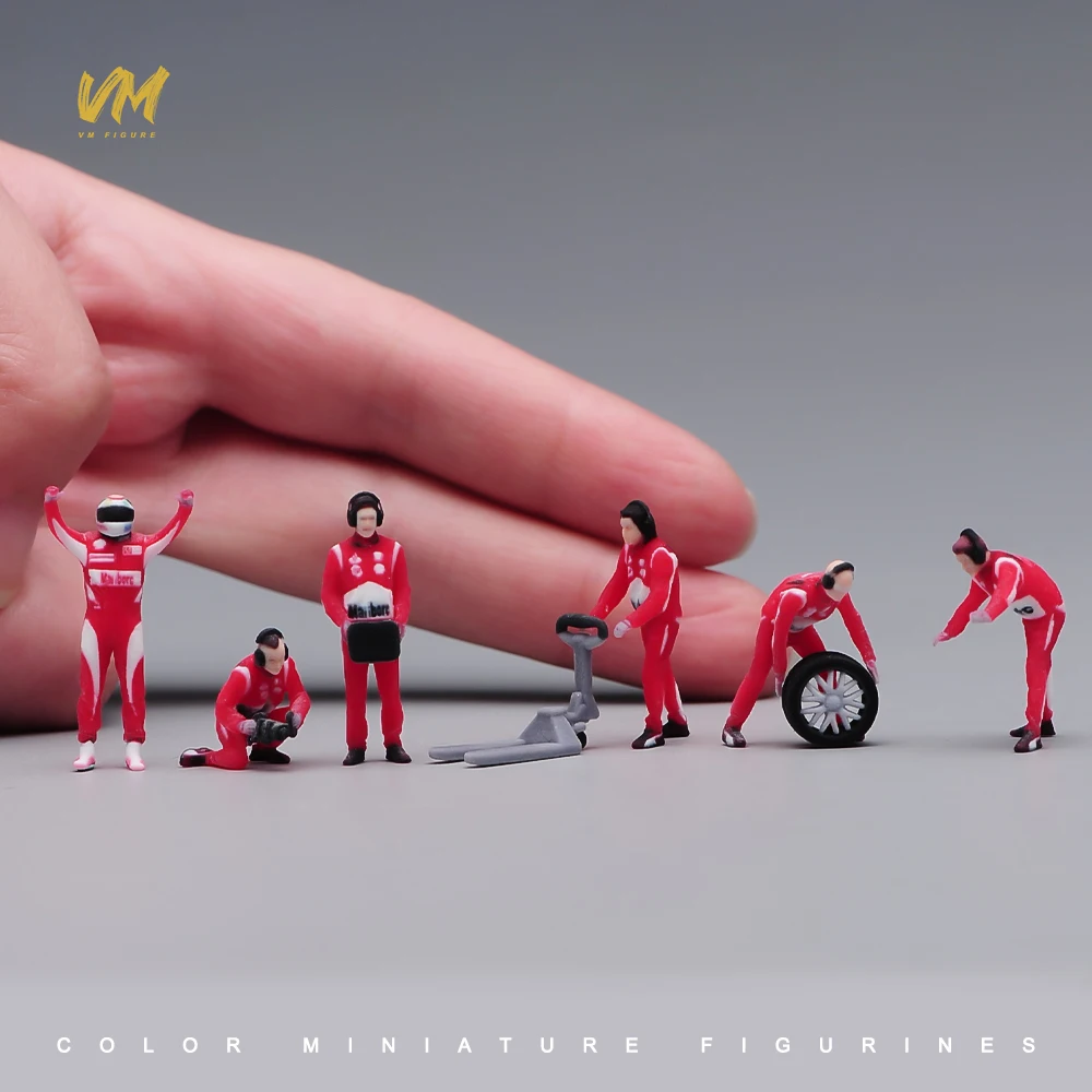 Miniatur-Figur im Maßstab 1/64, Rennfahrer-Set, 3D-Druck, Diorama, Mini-Puppenmodell, Requisiten für Automodelle, kreative Deko-Bastelarbeiten