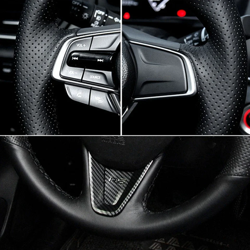 Maßgeschneiderte Original-Lenkradabdeckung für Autos, schwarzes Kunstleder, rote Mittelmarkierung für Honda Civic 10. Generation 2016 2017 2018 – Detail 2