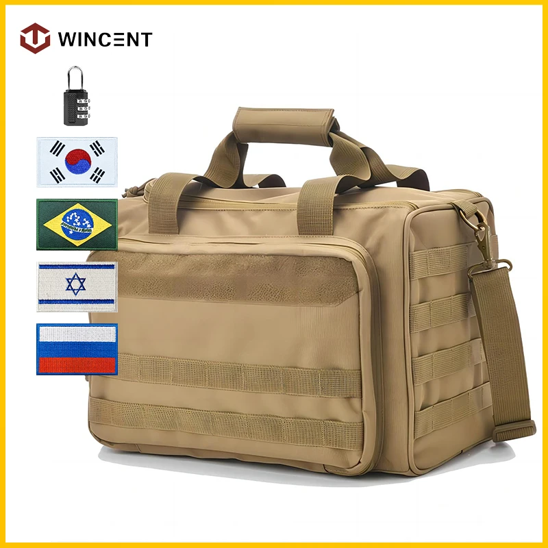 Waterproof Tactical Range Bag, Molle System, Gun Shooting Pistol Storage Pack, Khaki Hunting Accessories, Tools Sling Bag, 600D