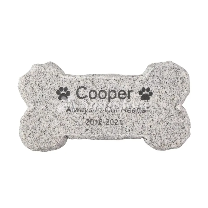 tomb stones Modern American Polished Grey Granite Tombstone for Pet Dog Bone Shape Carving Cemetery Headstone