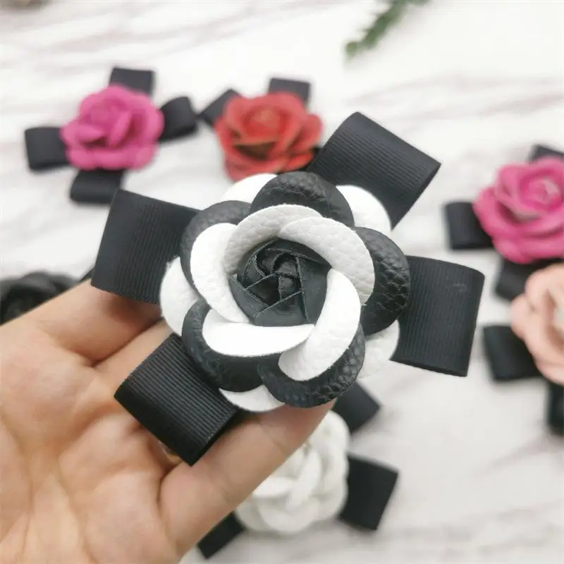 النسيج زهرة الكاميليا بروش ربطة القوس فيونكة السيدات كلية نمط قميص طوق دبابيس خمر حفل زفاف دبابيس للنساء #3