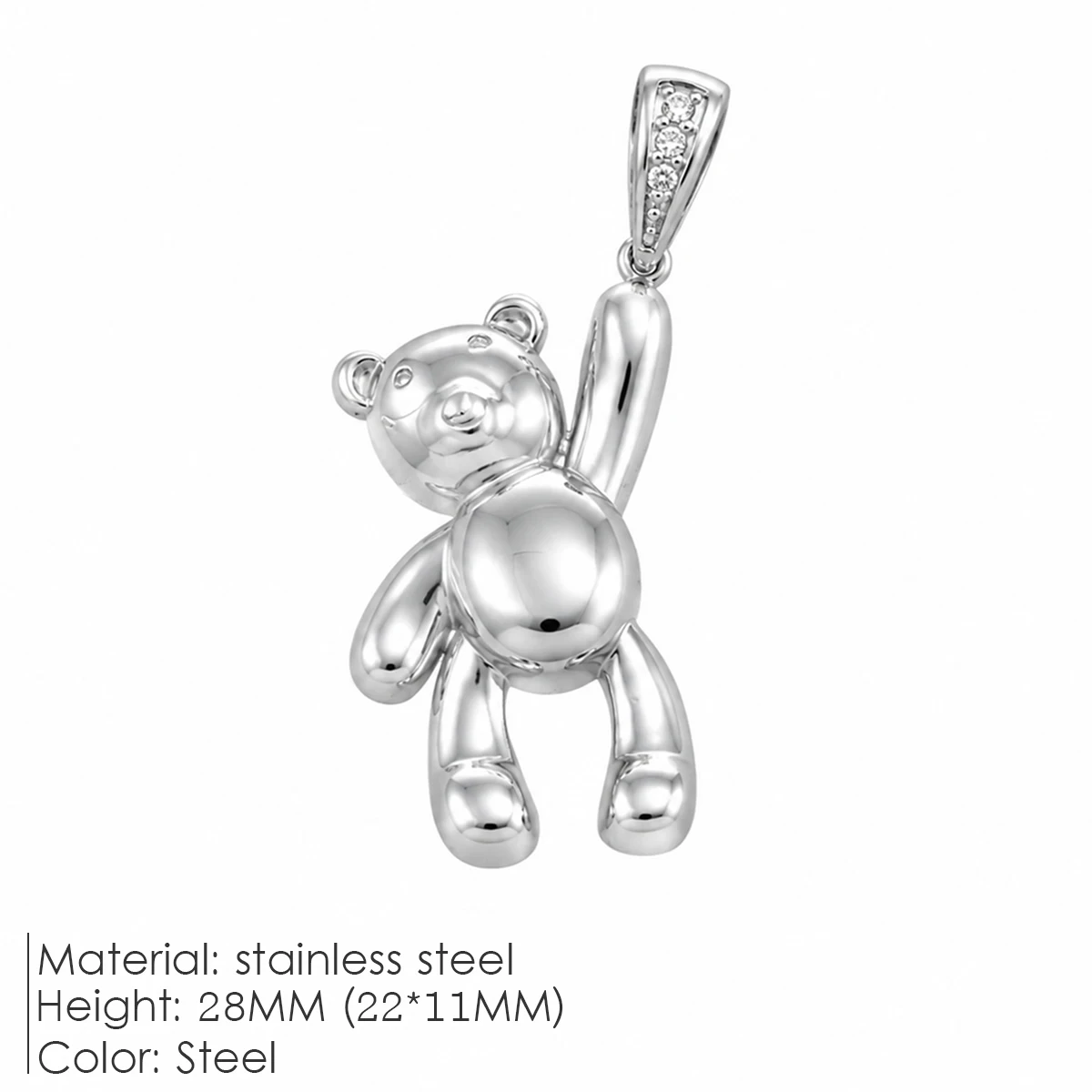 ZHENL Niedlicher Hängender Teddybär-Anhänger Charm 18K Vergoldeter Edelstahl 3D Tier-Ballonbär Halskette Damen Mädchen Schmuck – Detail 5