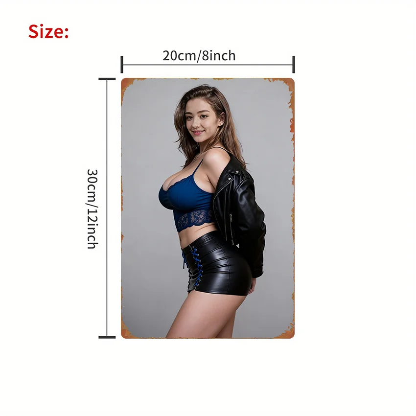 1pc Metal Sign Featuring a Stylish And Trendy Female Portrait Poster, And Made of Iron Art, with Pre-Drilled Holes for Easy Hang