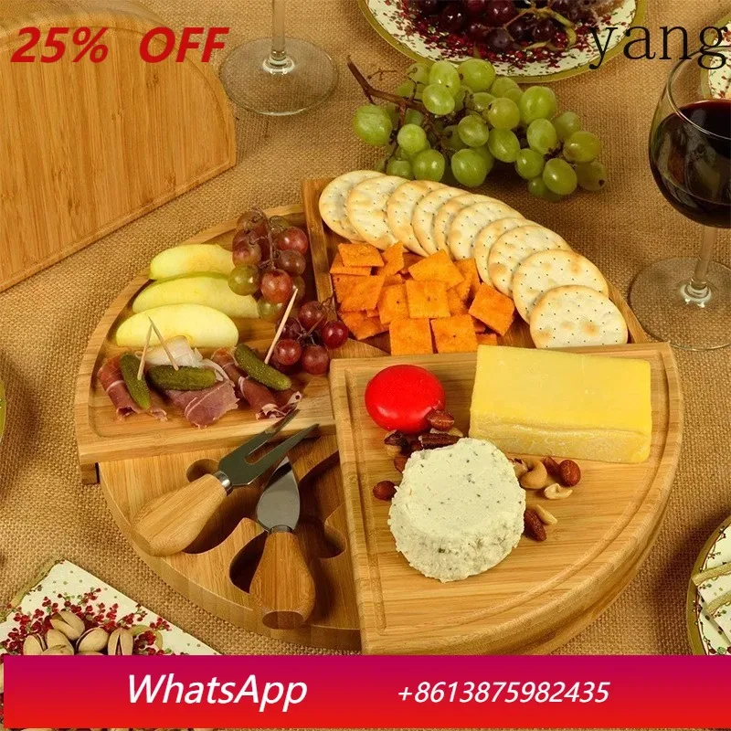 

Bamboo Cheese Plate Cheese Cutting Board Pull-Out Scalloped Bamboo Cheese Board Deli Board Assortment Snack Platter