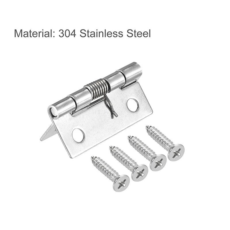 2pcs Self Closing Spring Door Hinge Stainless Steel Hardware 1/1.5/2/2.5Inch Spring Loaded Hinges For Windows Cabinets Jewelry