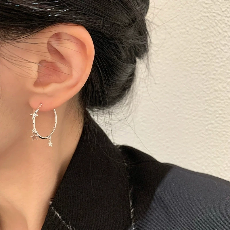 XIYANIKE Sweet Cool Star Hoop Earrings Buckle For Women Lady Fashion New Jewelry Gift Party Birthday серьги женски