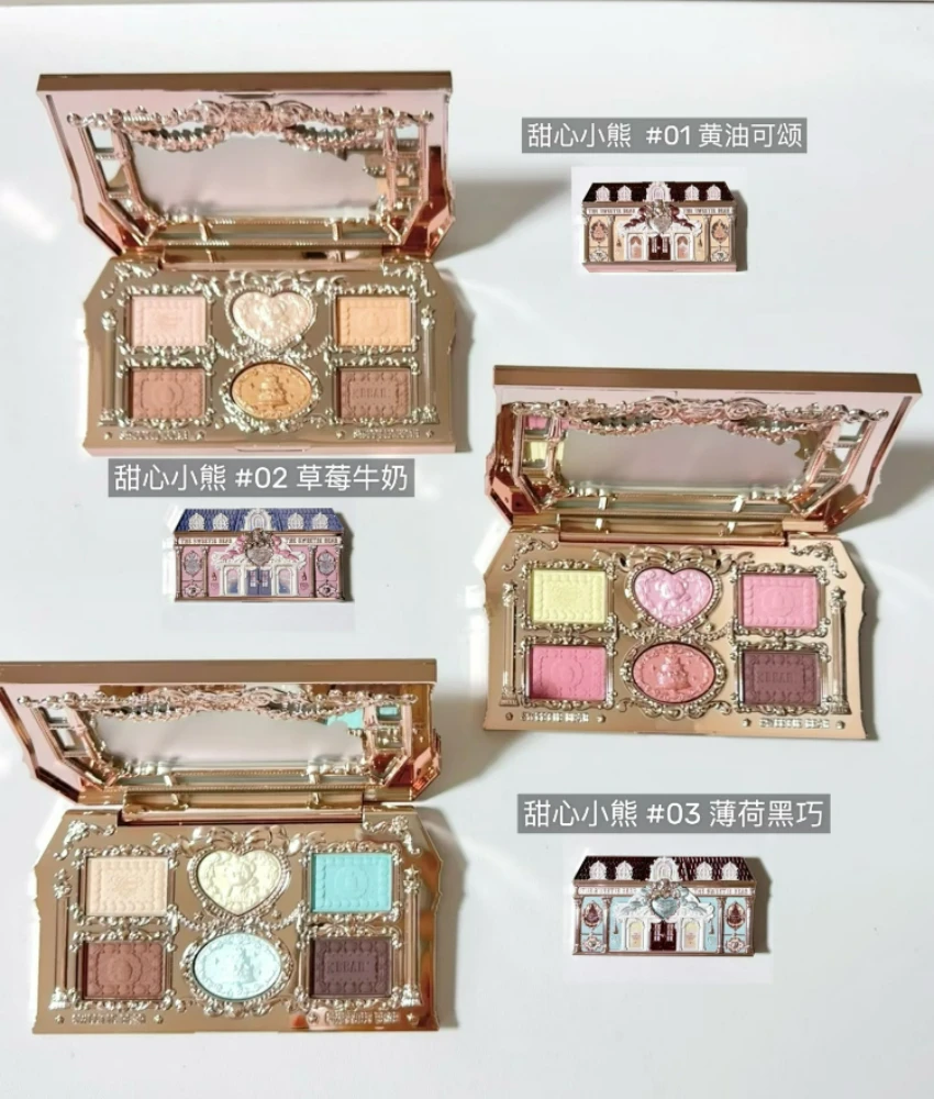 Flower Knows Sweetie Bear 6Color Matte Pearl Eyeshadow Smooth Prone To Smudging Relief Sculpture Eyes Makeup
