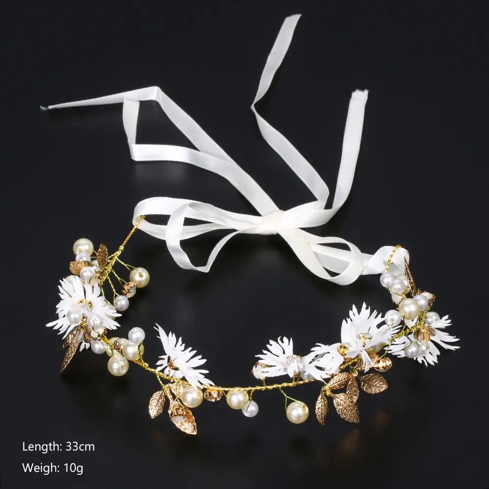 Bride Crystal Headband Wedding Hair Accessories Pearl Leaf Hair Jewelry Bridal Hair Vine Rhinestone Hair Ornaments Women Tiara