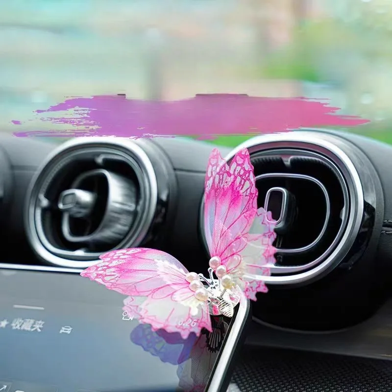 Moving Butterfly Car Air Vent Ornament Creative Chinese Style Healing Auto Interior Decor