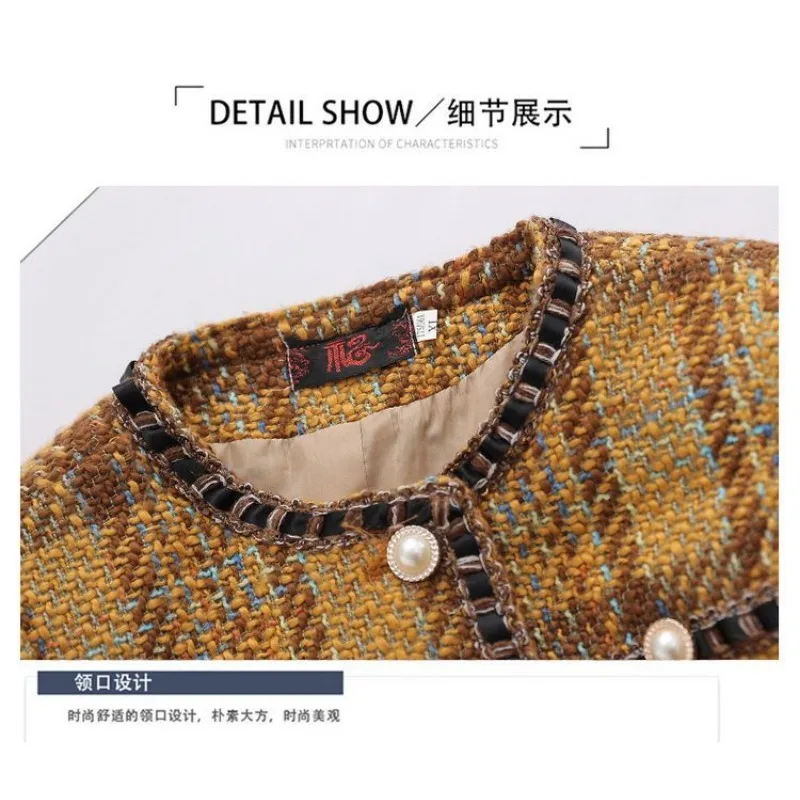 Herfst en winter vest met contrasterende knopen, geruite damesjas met lange mouwen, modieuze elegante top voor woon-werkverkeer