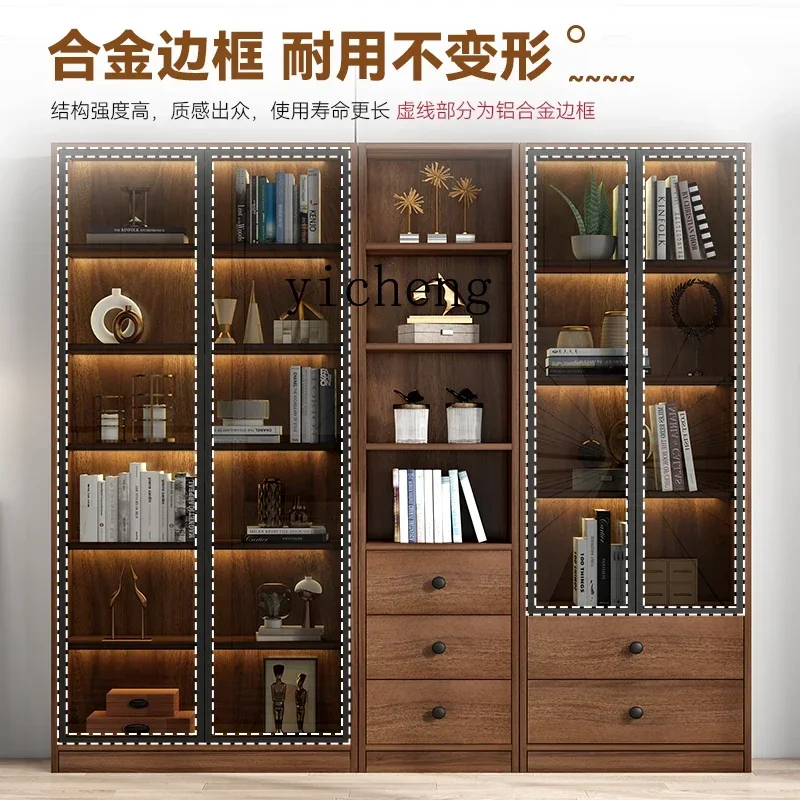 light luxury bookcase glass door living room floor integrated whole wall locker modern simple locker home decor