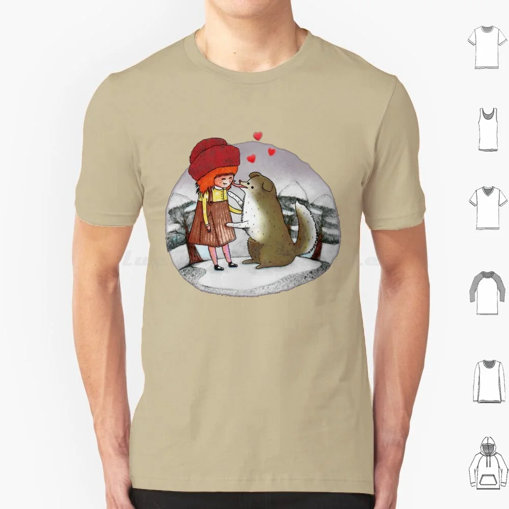 Red Riding Hat T Shirt Cotton Men Women DIY Print Little Red Riding Hood Perennial Love Dog Puppy Wolf Border Collie Rough