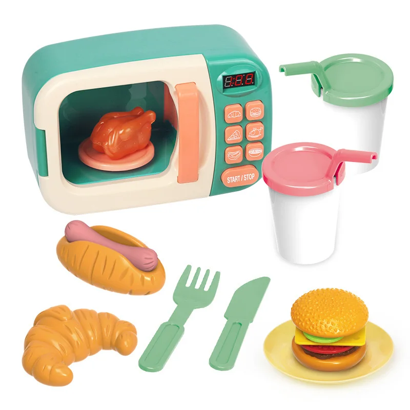 

Children's Play House Toys Simulation Small Appliances Electric Timing Kitchen Microwave Oven Toy