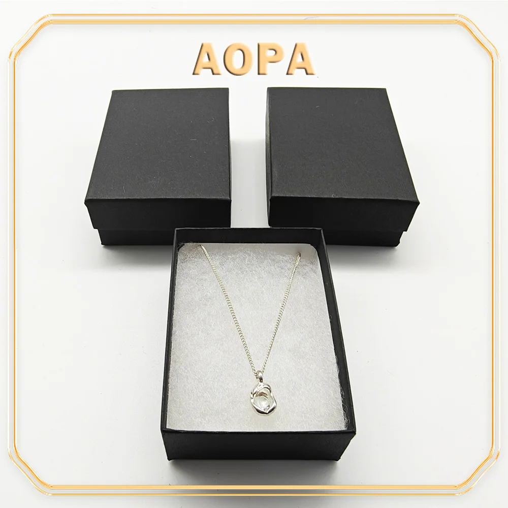 #32Black 100pcs Cotton Filled Paper Boxes Necklace Packaging Cardboard Rigid Boxes 7.78X5.40X2.54CM