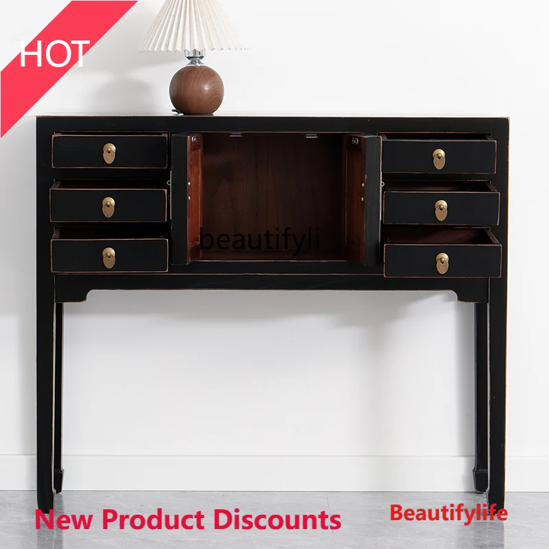 New Chinese Style Sideboard Entrance Cabinet Storage Antique Black Lacquer Classical Furniture  hr