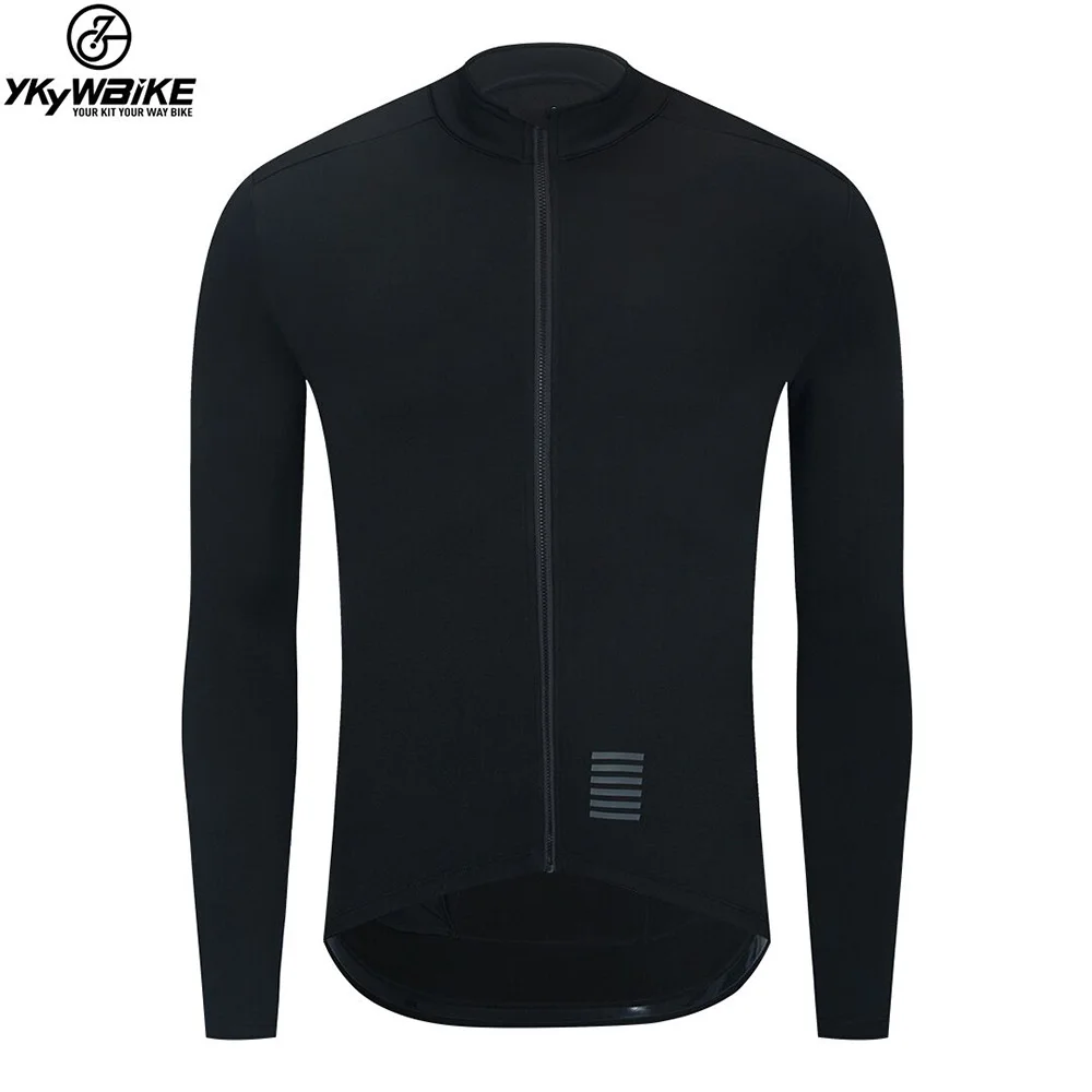 YKYWBIKE Suspender Winter Thermal Fleece Cycling Suit Jerseys Set Long Sleeve MTB Bicycle Black Clothes Bike Clothes Sportswear