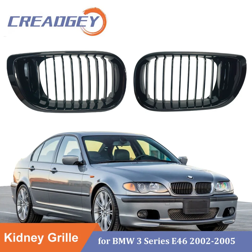 Glossy Black Front Bumper Grille Kidney Grill For BMW 3 Series 4 Door E46 Touring  Saloon 320i 325Xi 330Xi 2002 2003 2004 2005