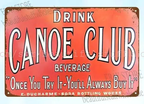 CANOE CLUB BEVERAGE metal tin sign wall decor office restaurant wall décor