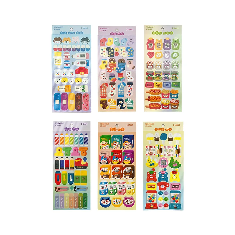 MOHAMM 1 Sheet Waterproof PVC Sticker Little Bear Snack Tent Cute Cartoon Children's Sticker Material