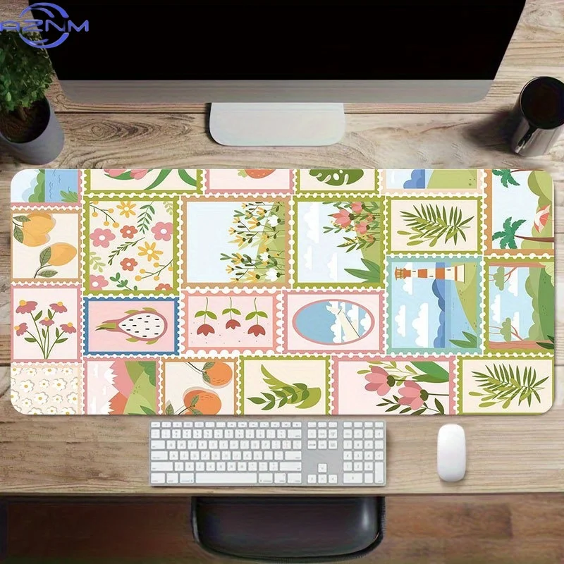1pc Funny Square Design Mouse Pad  cm, Non Slip Extended Table Mat, Cartoon Orange Pattern Desk Mat for Office Home Decor, Soft